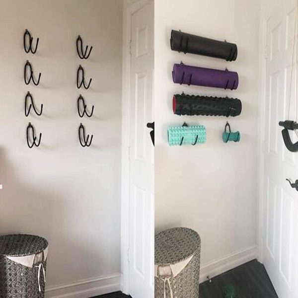 Wall Mount Yoga Mat Foam Roller and Towel Rack Hooks , Exerc...