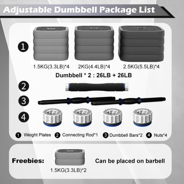 EVERYMILE Adjustable Dumbbells Sets, 20/30/40/50/60/80lbs No...