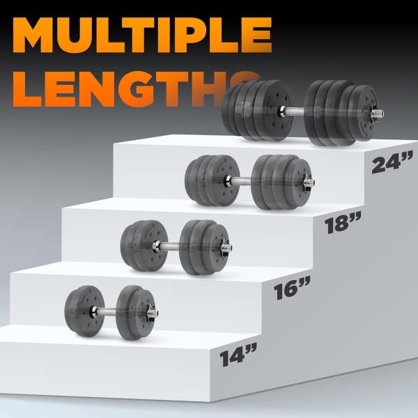 Yes4All Pair of Threaded Dumbbell Handles 14/16/18/24 inch, ...
