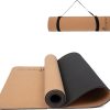 StrongTek Cork TPE Yoga Mat with Strap - Non-Slip, Dual-Laye...