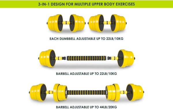 ProsourceFit Adjustable Dumbbell & Barbell Weight Set, 2-in-...