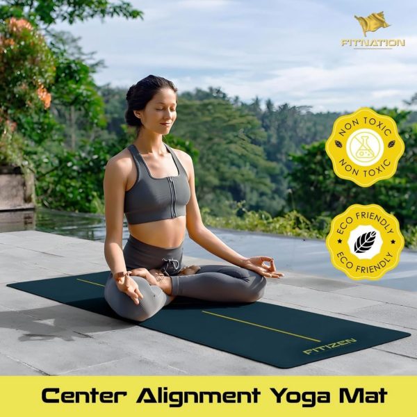 Center Alignment Yoga Mat, Thick, Non-Slip, Large Exercise M...