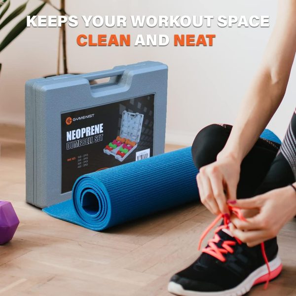 Gymenist Dumbbell Set With Hard Plastic Case Includes 3 Pair...