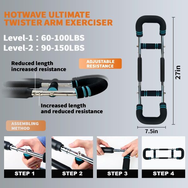 HOTWAVE Twister Arm Exerciser,Adjustable Spring Workout Bar,...