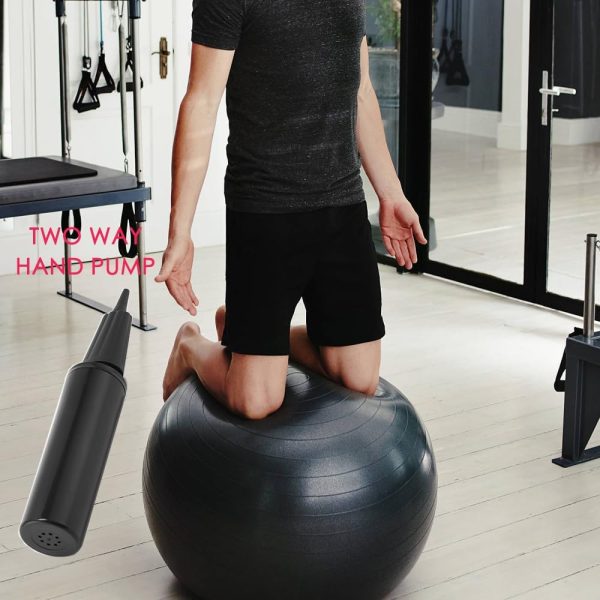 Exercise Fitness Ball Pump, Hand Air Ball Inflator with 2 Pc...