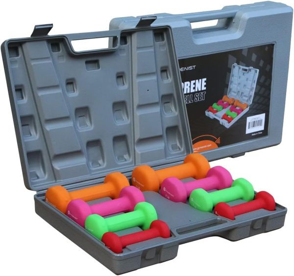 Gymenist Dumbbell Set With Hard Plastic Case Includes 3 Pair...