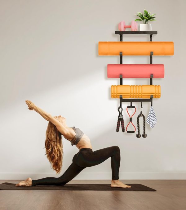 Yoga Mat Holder Wall Mount,Workout Storage Organizer for Hom...