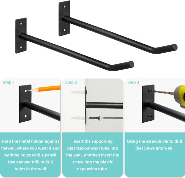 Metal Exercise Ball Holder Wall Mount(Set of 2),Black Yoga B...