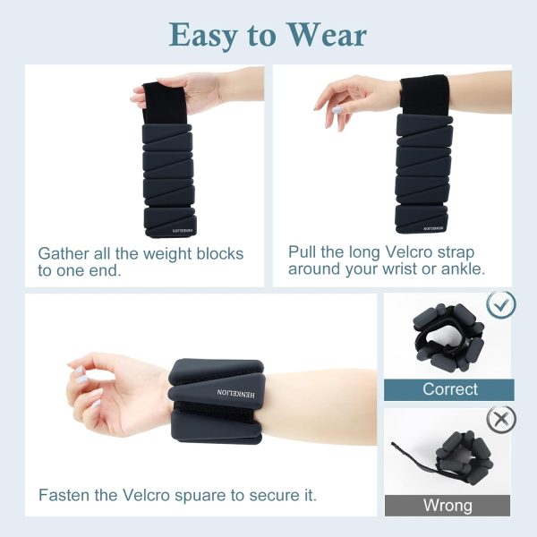 Henkelion 1 Pair 1 2 Lbs Adjustable Silicone Ankle Weights F...