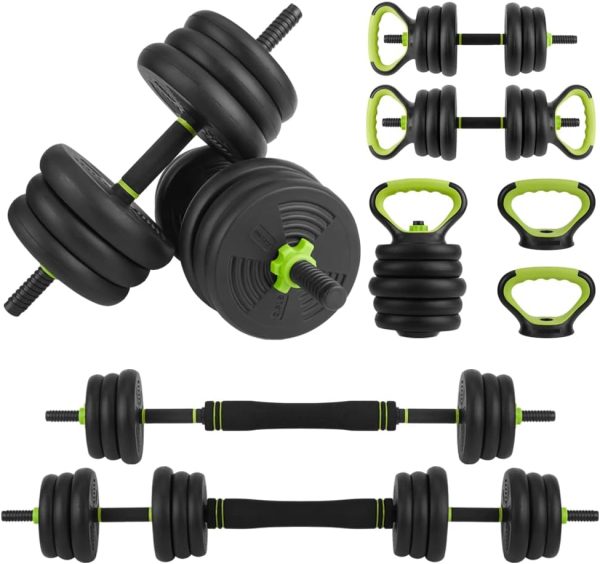 Adjustable Dumbbells Set 4 in 1 Set Barbell, Dumbbell, Kettl...