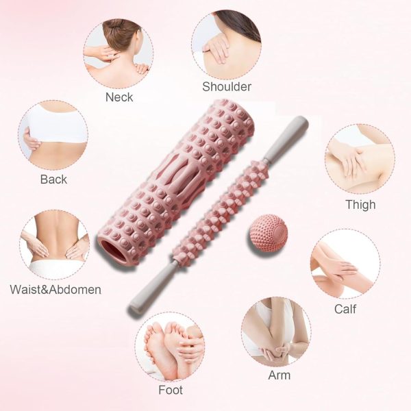 3-in-1 Foam Roller Set for Deep Tissue Massage, Point Back F...