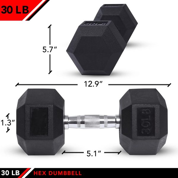 JFIT Rubber Hex Dumbbells - 8 Size Options - Hex Shaped Head...
