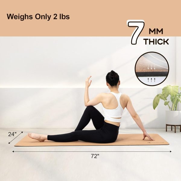 StrongTek Cork TPE Yoga Mat with Strap - Non-Slip, Dual-Laye...