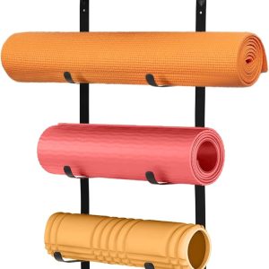 Yoga Mat Holder Wall Mount,Workout Storage Organizer for Hom...