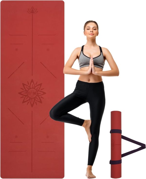 U&M Yoga Mat Non-Slip, Exercise Mat with Carrying Strap for ...