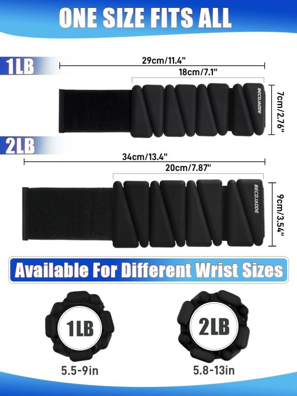 Wrist Ankle Weights Set of 2(1 lb/2 lbs Each) Adjustable Wei...