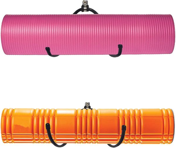 Wall Mount Yoga Mat Foam Roller and Towel Rack Hooks , Exerc...