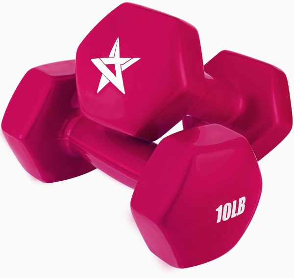 Yes4All Vinyl Hexagon Dumbbell - Dumbbells Set of 2 Hand Wei...