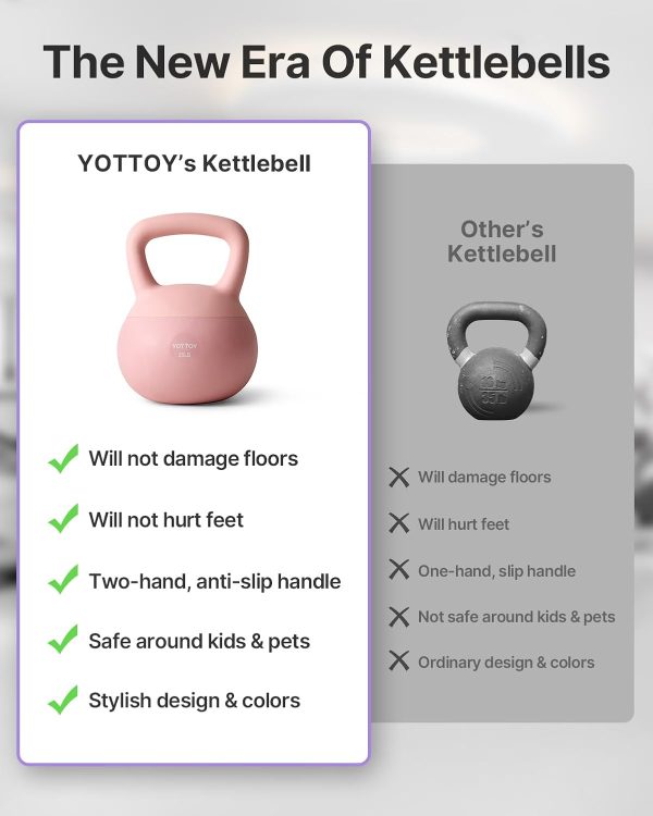 YOTTOY Soft Kettlebell,Kettlebell Anti-Slip Grip Weight for ...