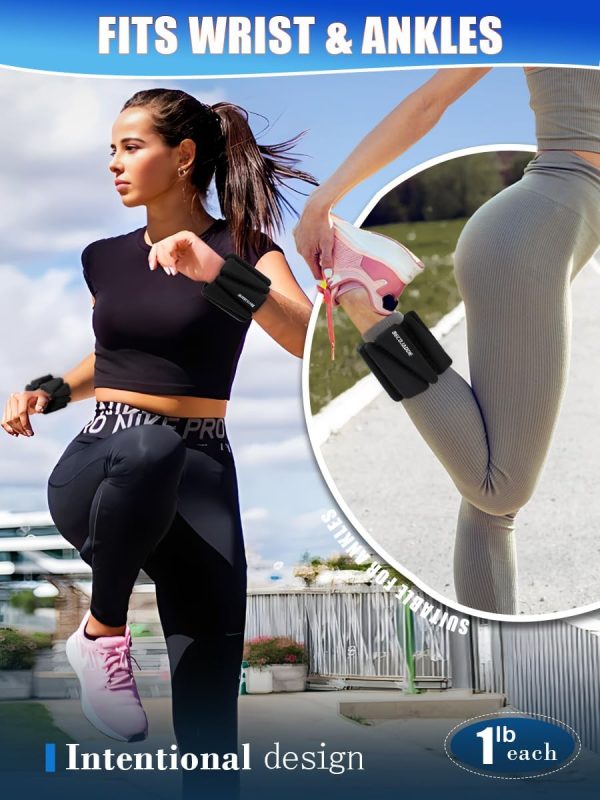 Wrist Ankle Weights Set of 2(1 lb/2 lbs Each) Adjustable Wei...