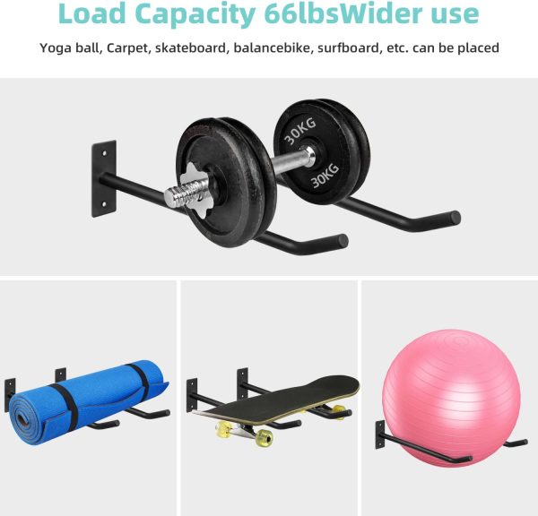 Metal Exercise Ball Holder Wall Mount(Set of 2),Black Yoga B...