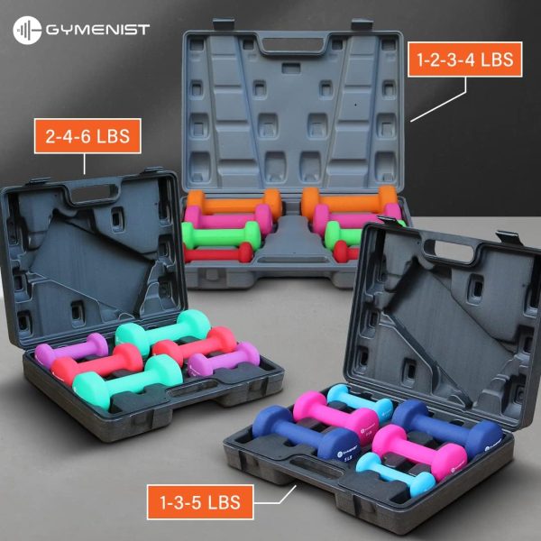 Gymenist Dumbbell Set With Hard Plastic Case Includes 3 Pair...