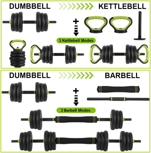 Adjustable Dumbbells Set 4 in 1 Set Barbell, Dumbbell, Kettl...