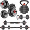 AmStaff 3-in-1 Adjustable Dumbbell, Kettlebell, Barbell Set,...