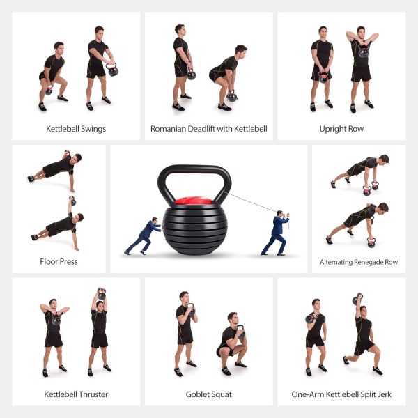 TopMade Adjustable Kettlebell - 5, 8, 9,12lb Kettlebell Weig...