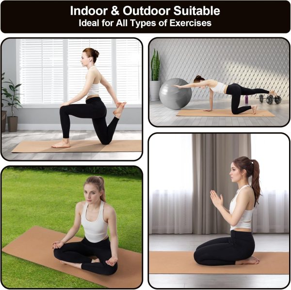 StrongTek Cork TPE Yoga Mat with Strap - Non-Slip, Dual-Laye...