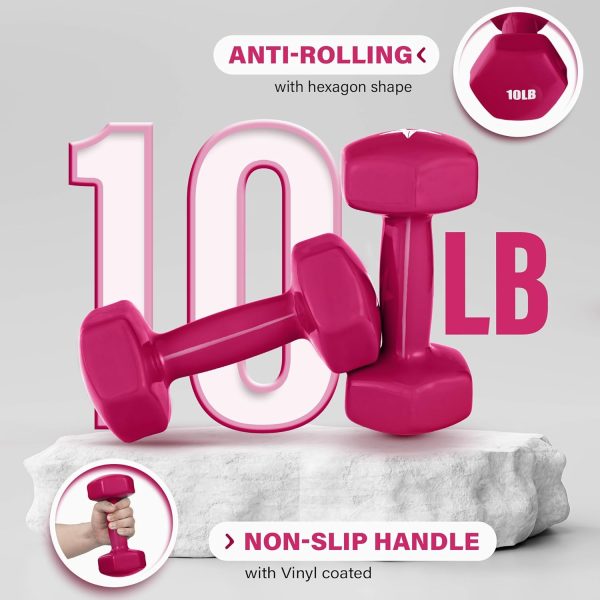 Yes4All Vinyl Hexagon Dumbbell - Dumbbells Set of 2 Hand Wei...
