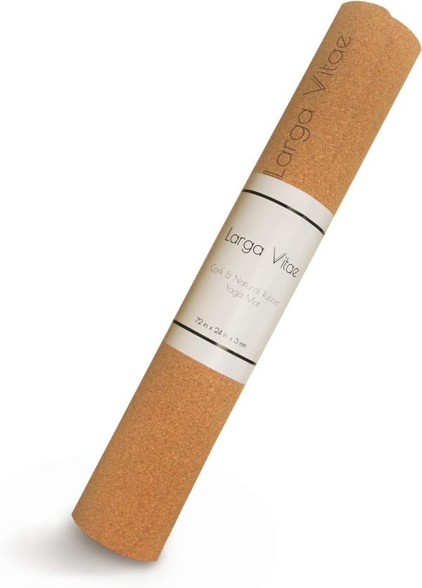 3mm Thick, 72" x 24" Natural Rubber Cork Yoga Mat, Hot Yoga ...