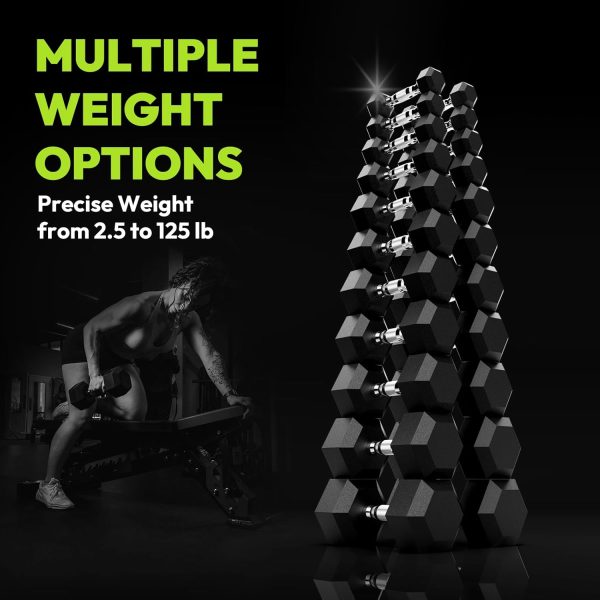 Hex Dumbbell Set, 3-100 lb Rubber Encased Exercise & Fitness...