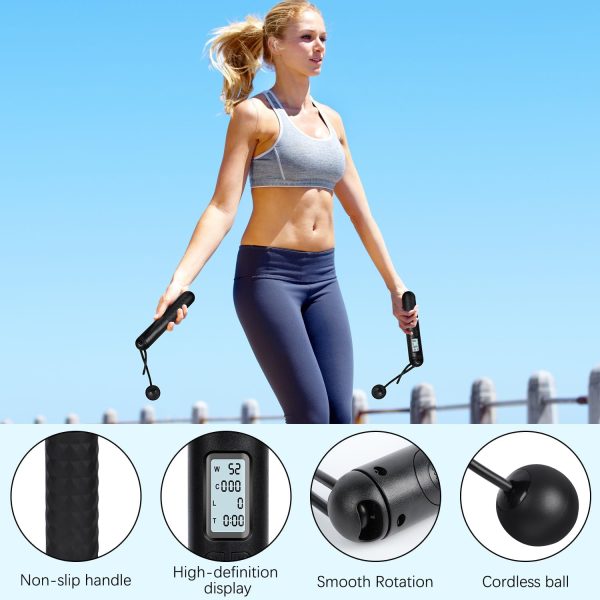Skipping Rope with Counter, Cordless Jump Rope, Intelligent ...