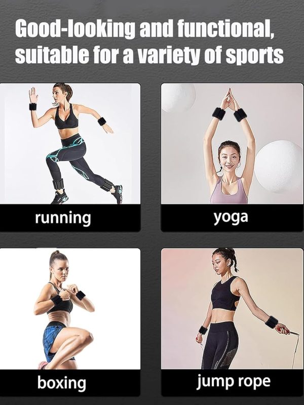 Black Wrist Ankle Weights for Women Men, 2pcs Adjustable Sil...