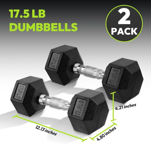 Hex Dumbbell Set, 3-100 lb Rubber Encased Exercise & Fitness...