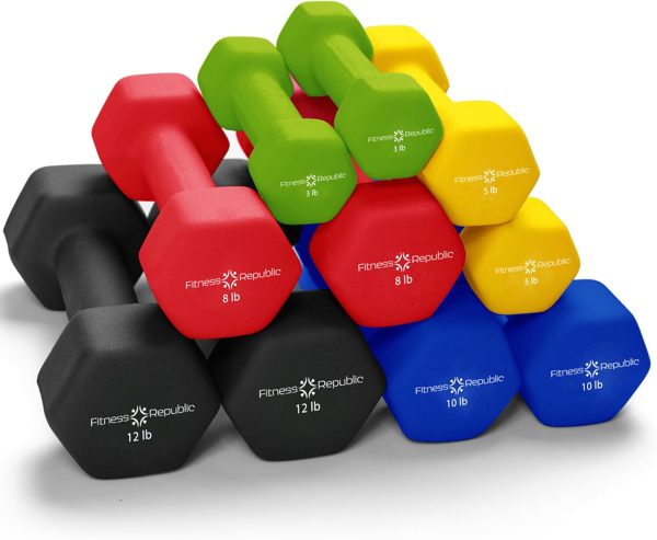 Neoprene Workout Dumbbell Set - Non Slip, Anti Roll Exercise...