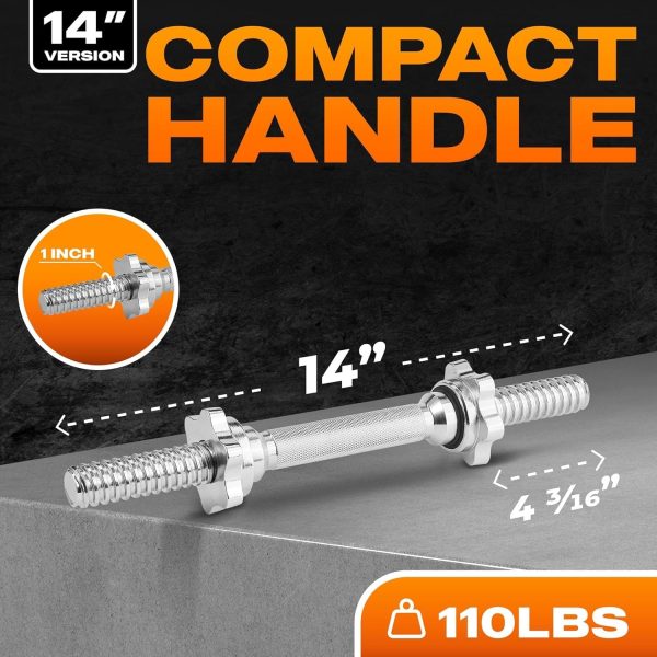 Yes4All Pair of Threaded Dumbbell Handles 14/16/18/24 inch, ...