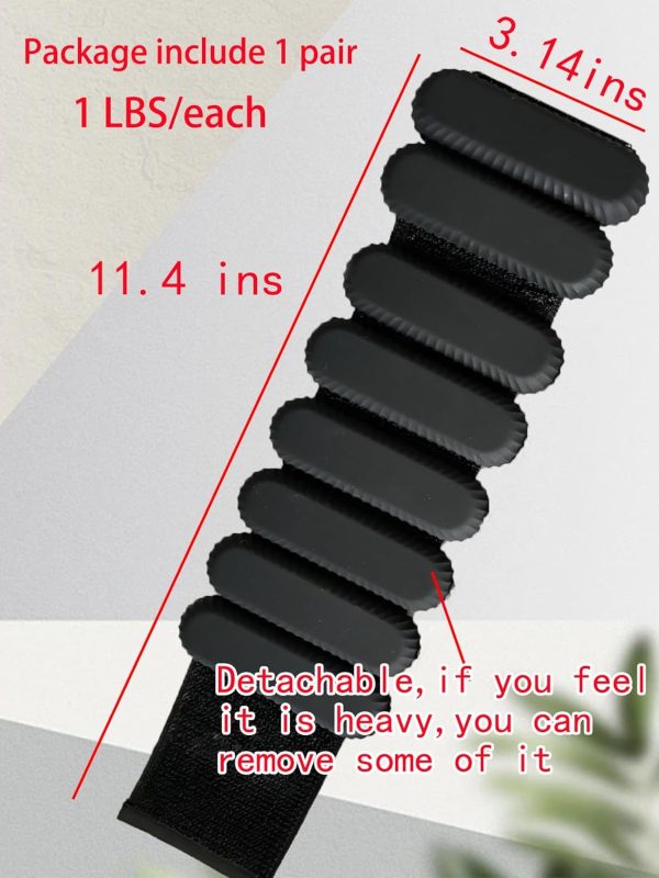 Black Wrist Ankle Weights for Women Men, 2pcs Adjustable Sil...