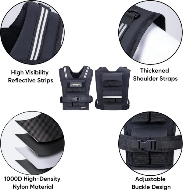 APEXUP Adjustable Weighted Vest Men 20lbs/30lbs/40lbs Weight...