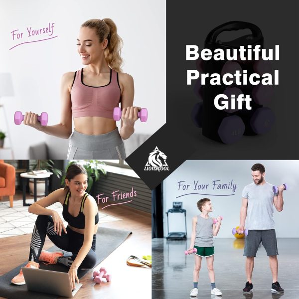 LIONSCOOL Set of 2 Neoprene Coated Dumbbell Hand Weights, An...