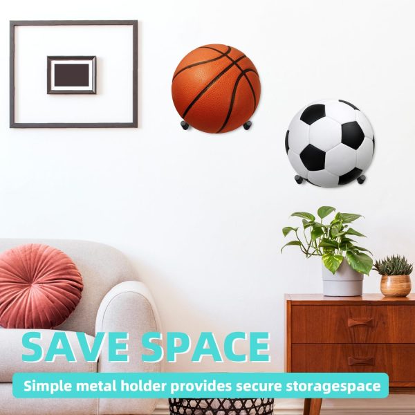 Metal Exercise Ball Holder Wall Mount(Set of 2),Black Yoga B...