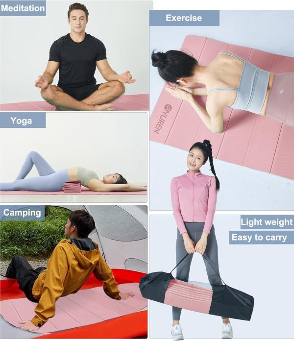 Yoga Mat 10mm Thick Folding Exercise Mat 76.7"x 35.4" Large ...