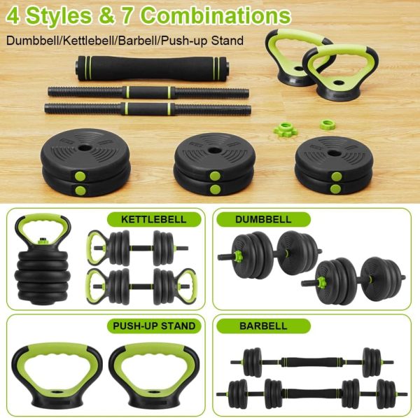 Adjustable Dumbbells Set 4 in 1 Set Barbell, Dumbbell, Kettl...
