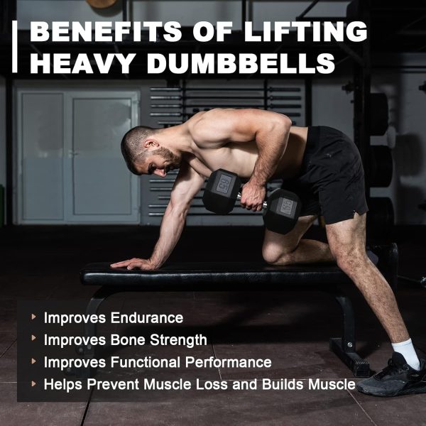 LIONSCOOL Odorless Rubber Encased Hex Dumbbells in Pairs or ...