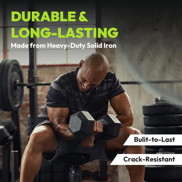 Hex Dumbbell Set, 3-100 lb Rubber Encased Exercise & Fitness...