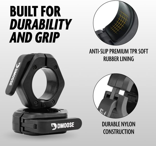 DMoose Fitness Barbell Clips 2" (Pair) - Quick Release Olymp...