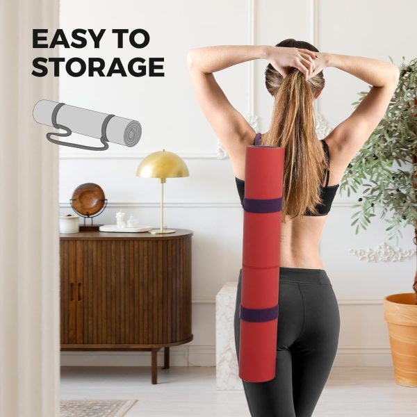U&M Yoga Mat Non-Slip, Exercise Mat with Carrying Strap for ...