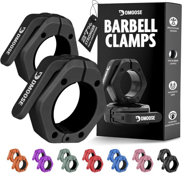 DMoose Fitness Barbell Clips 2" (Pair) - Quick Release Olymp...
