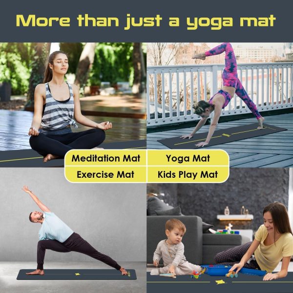 Center Alignment Yoga Mat, Thick, Non-Slip, Large Exercise M...